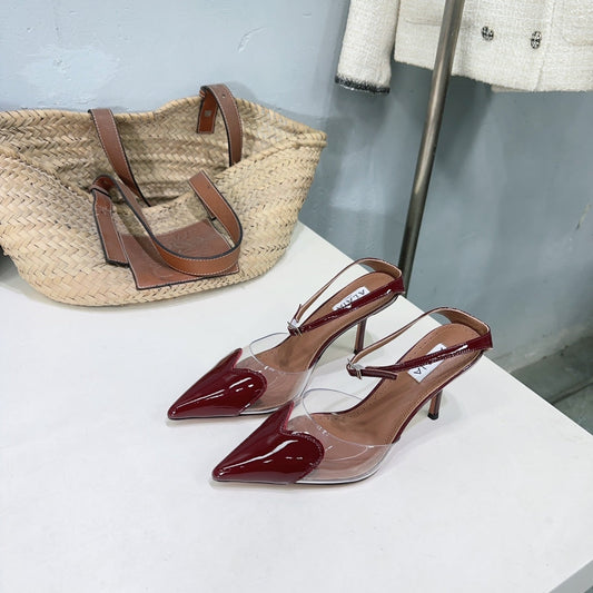 Alaïa Heart PVC Pointed Toe Slingback Mules – Spring/Summer Collection – 25SS